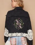 POL Crochet Patch Embroidered Button Up Jacket