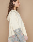 POL Floral Patchwork Distressed Drawstring Hoodie