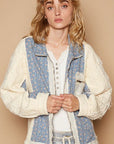 POL Floral Patchwork Zip Up Long Sleeve Jacket