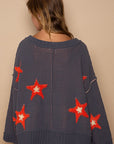 Tan POL Long Sleeve Star Patch Sweater