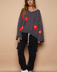 Tan POL Long Sleeve Star Patch Sweater