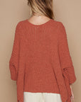 Rosy Brown POL Open Front Sweater Cardigan with Pockets