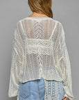 Dark Gray POL Openwork Balloon Sleeve Knit Cover Up