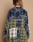 POL Patchwork Plaid Button Up Shirt