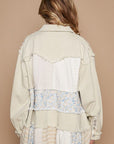 POL Raw Hem Patchwork Dropped Shoulder Jacket