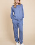 Super Lady Round Neck Raglan Sleeve Top and Pants Lounge Set