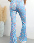 Printed High Waist Flare Pants with Pockets