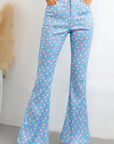 Printed High Waist Flare Pants with Pockets