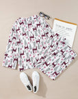 Printed Long Sleeve Top and Drawstring Pants Lounge Set