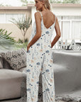 Gray Printed Spaghetti Strap Jumpsuit