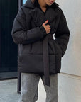 Puffer Long Sleeve Winter Coat with Belt