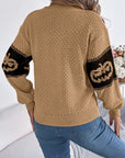 Pumpkin Round Neck Long Sleeve Sweater