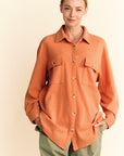 Davi & Dani Waffle-Knit Button Down Shirt