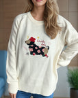 Puppy Round Neck Raglan Sleeve Sweater