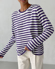 Striped Round Neck Long Sleeve Sweater