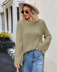 Raglan Sleeve Waffle Knit Sweater