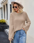 Raglan Sleeve Waffle Knit Sweater