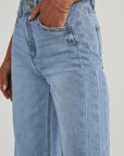 Raw Hem Wide Leg Jeans with Pockets