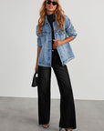 Raw Hem Wide Leg Jeans with Pockets