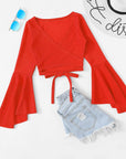 Tied Flare Sleeve Top