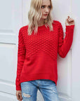 Pom-Pom Drop Shoulder Ribbed Trim Sweater