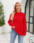 Round Neck Dropped Shoulder Sweater