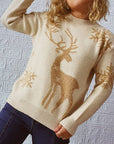 Reindeer and Snowflake Pattern Sweater