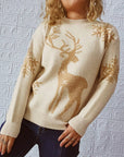 Reindeer and Snowflake Pattern Sweater