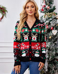 Reindeer Button Up Long Sleeve Cardigan