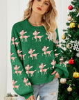 Reindeer Round Neck Drop Shoulder Sweater