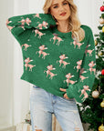 Reindeer Round Neck Drop Shoulder Sweater