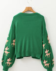 Reindeer Round Neck Drop Shoulder Sweater