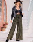 Ribbed Tied Wide Leg Pants