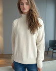 Ribbed Turtleneck Raglan Sleeve Sweater