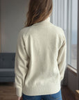 Ribbed Turtleneck Raglan Sleeve Sweater