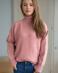 Ribbed Turtleneck Raglan Sleeve Sweater