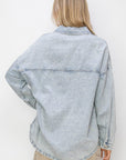 Light Gray RISEN Button Up Long Sleeve Shacket