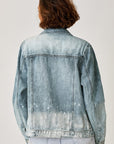 Light Gray RISEN Button Up Ombre Washed Jacket