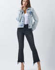 Light Gray RISEN Button Up Washed Denim Jacket