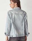 Light Gray RISEN Distressed Button Up Jacket