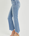 RISEN Full Size Frayed Hem Cropped Straight Jeans