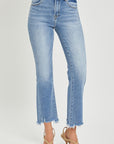 RISEN Full Size Frayed Hem Cropped Straight Jeans