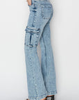 RISEN Full Size High Rise Cargo Flare Jeans