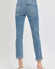 Risen Full Size High Rise Cropped Roll Up Jeans