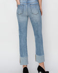 RISEN Full Size High Rise Cuffed Slim Straight Jeans