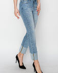 RISEN Full Size High Rise Cuffed Slim Straight Jeans