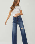 RISEN Full Size High Rise Distressed Wide Leg Jeans