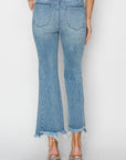 Light Gray RISEN Full Size High Rise Frayed Hem Flare Jeans