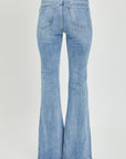 Light Gray Risen Full Size High Rise Frayed Hem Flare Jeans