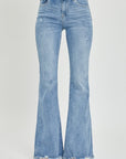 Light Gray Risen Full Size High Rise Frayed Hem Flare Jeans